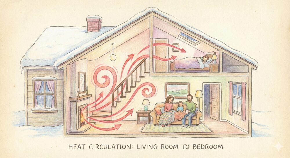 heat circulation : living room to bedroom